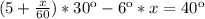 (5+ \frac{x}{60})*30к-6к*x=40к