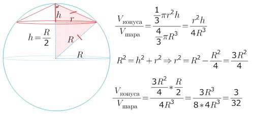 Решите . конус, у которого угол при вершине осевого сечения равен 120°, вписан в шар. найдите отноше