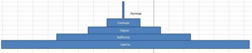 Постройте пирамиду численности этой пищевой цепи. масса 1 цветка – 2 г; 1 бабочки – 1 г; 1 паука – 5