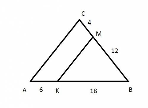 Треугольник abc - равнобедренный с основанием ab, mk||ac.cm-4,mb-12,ak-6,kb-18.найти периметр четыре