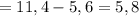 =11,4-5,6=5,8