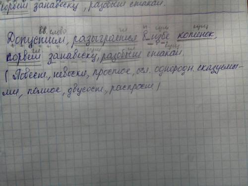 Допустим, разыграется в избе котенок, сорвет занавеску, разобьет стакан. разобрать предложение (гл;