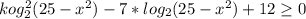 kog_{2} ^{2} (25- x^{2} )-7* log_{2}(25- x^{2} ) +12 \geq 0