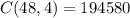 C(48,4)=194 580