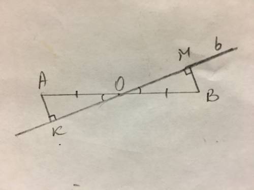 Решить по , буду крайне ! прямая b проходит через середину о отрезка ab. вычислите длину перпендикул