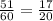 \frac{51}{60}=\frac{17}{20}