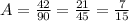 A=\frac{42}{90}=\frac{21}{45}=\frac{7}{15}