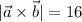 |\vec a\times\vec b|=16