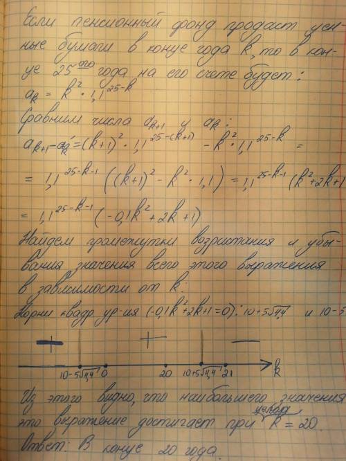 Пенсионный фонд владеет ценными бумагами, которые стоят t² тыс. рублей в конце года t (t=1; 2; в кон