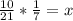 \frac{10}{21} * \frac{1}{7} =x