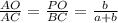 \frac{AO}{AC}= \frac{PO}{BC}= \frac{b}{a+b}