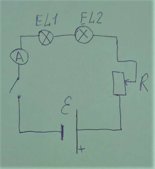 Начертите схему состоящую из последовательно соединенных источника тока ключа реостага амперметра и