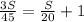 \frac{3S}{45} = \frac{S}{20} + 1