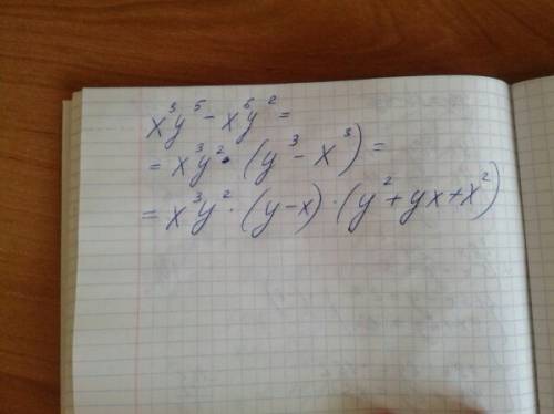 Разложить на множитель x^3y^5 минус x^6y^2