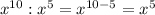 x^{10}:x^5=x^{10-5}=x^5