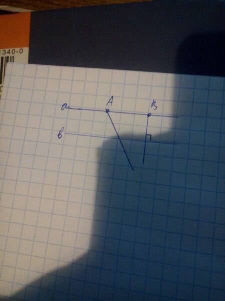 Даны две параллельные прямые а и ь. на прямой а взяты точки а и в, из которых к прямой ъ проведена н