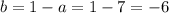 b=1-a=1-7=-6