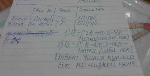 Витя купил два пакета апельсинога сока по 1 литру и заплатил 110 рублей катя купила 3 пакета яблочно