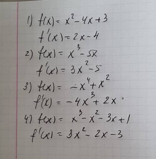 1)f(x) =x²-4x+3 2)f(x) =x³-5x 3)f(x) =-x⁴+x2 4)f(x)=x³-x²-3x+1