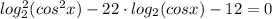 log^2_2 (cos^2x)-22\cdot log_2(cosx)-12=0