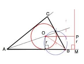 Постройте треугольник по его стороне, углу и радиусу вписанной окружноси.