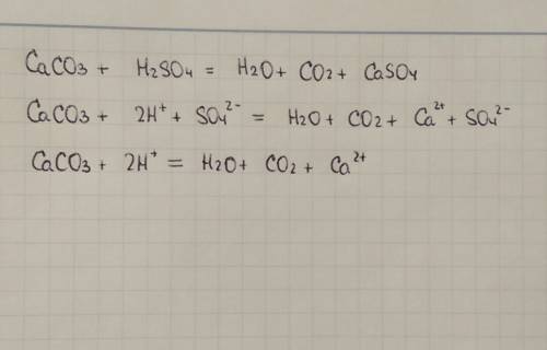 Caco3 + h2so4 решите полностью ионное уравнение. полностью.