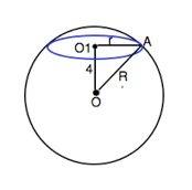 На расстоянии 4 см от центра шара проведено сечение,длина окружности которого равна 6п см. найдите о