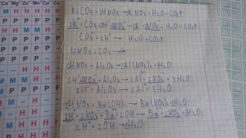 Составьте уравнения(в молекулярном и ионном виде) возможных реакций между азотной кислотой и следующ