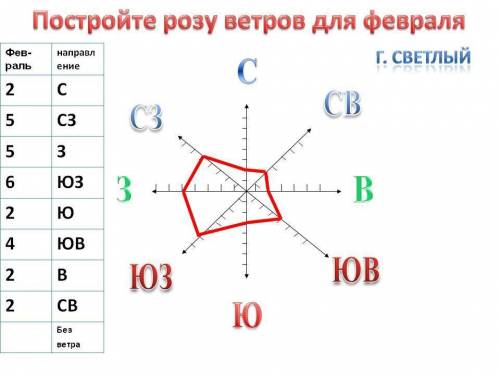 Роза ветров за февраль. фото листа ﻿﻿