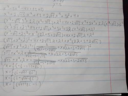 X^4-5x^2-4x+13=0 решить, нужно быстро, поэтому столько