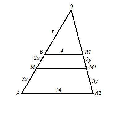 Нужно найти mm1 при этом , aa1=14 , bb1=4 , am: mb=3: 2. объясните как это сделать ​