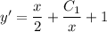 y'= \dfrac{x}{2} +\dfrac{C_1}{x} +1