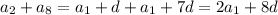 a_2+a_8=a_1+d+a_1+7d=2a_1+8d