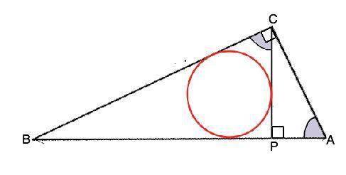 Из вершины прямого угла c треугольника abc проведена высота cp. радиус окружности, вписанной в треуг