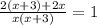 \frac{2(x+3)+2x}{x(x+3)}=1