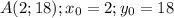 A(2;18); x_0=2; y_0=18