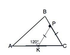 Abc треугольник точки p и k внутренние точки отрезков bc и ac соответственно kp=pc вычислите градусн