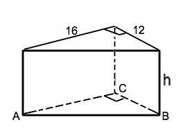 Основанием прямой треугольной призмы является прямоугольный треугольник с катетами 12см и 16см . пло