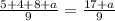 \frac{5+4+8+a}{9}=\frac{17+a}{9}