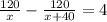 \frac{120}{x}- \frac{120}{x+40} =4