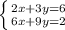 \left \{ {{2x+3y=6} \atop {6x+9y=2}} \right.