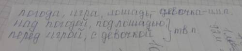 Запишите существительные в ииенительно и творительном падежах единственного числа, используя предлог