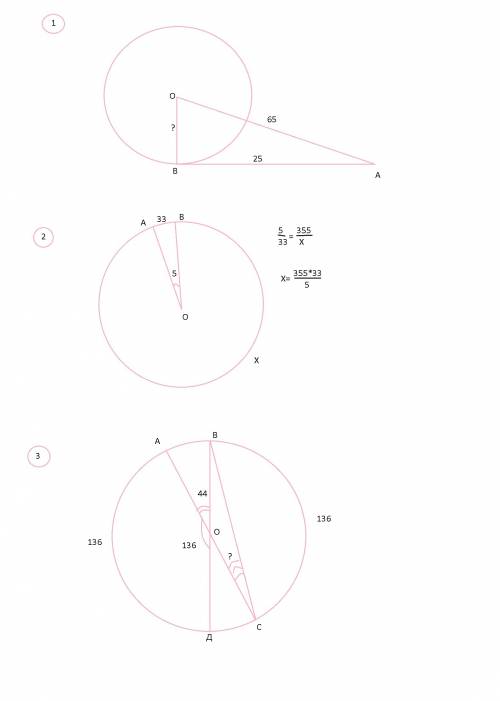№1*. к окружности с центром в точке о проведена касательная ав и секущая ао. найдите радиус окружнос