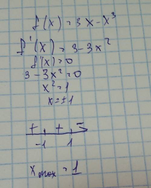 Найдите максимум функций f(x)=3x-x^3