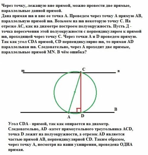 Через точку, лежащую вне прямой, можно провести две прямые, параллельные данной прямой. дана прямая