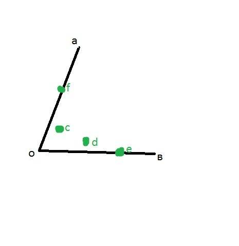 Начертите угол аов . отметьте точки c и d лежащие внутри угла аов и точки е и f лежащие на сторонах