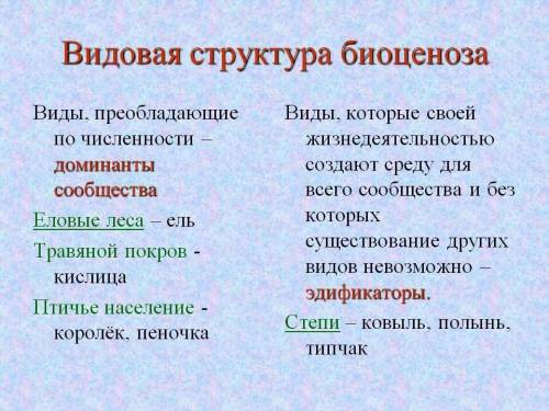 1)чем видовая структура биоценоза отличается от пространственной и пищевой? 2)какие виды организмов