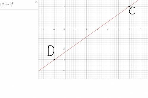 Напишите уравнение прямой, проходящей через точки c(6; 2) и d(-1; -3).