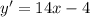 y'=14x-4