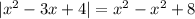 |x^2-3x+4|=x^2- x^{2} +8